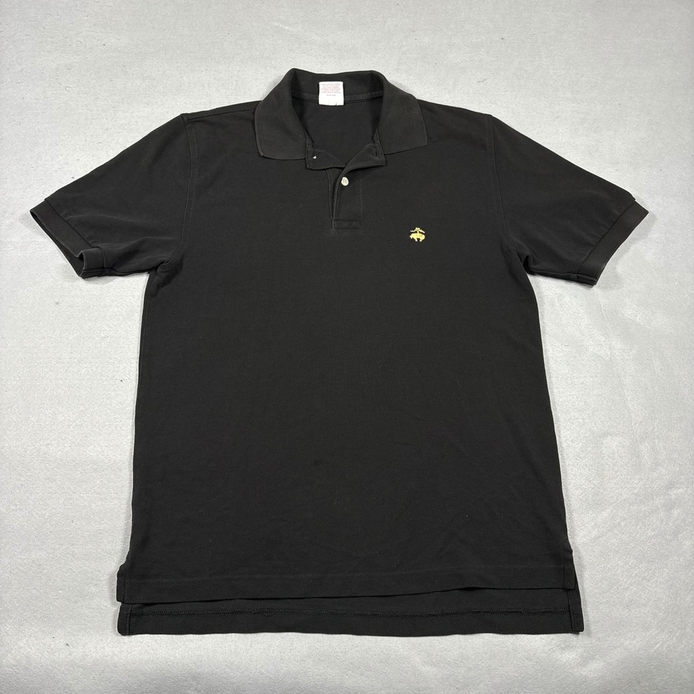Brooks Brothers 346 Mens Small Black Cotton Pique Short Sleeve Polo Shirt Logo